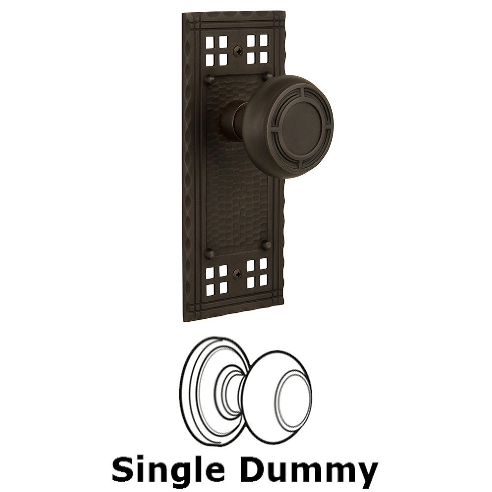 Nostalgic Warehouse Single Dummy Craftsman Plate with Mission Knob in Oil Rubbed Bronze