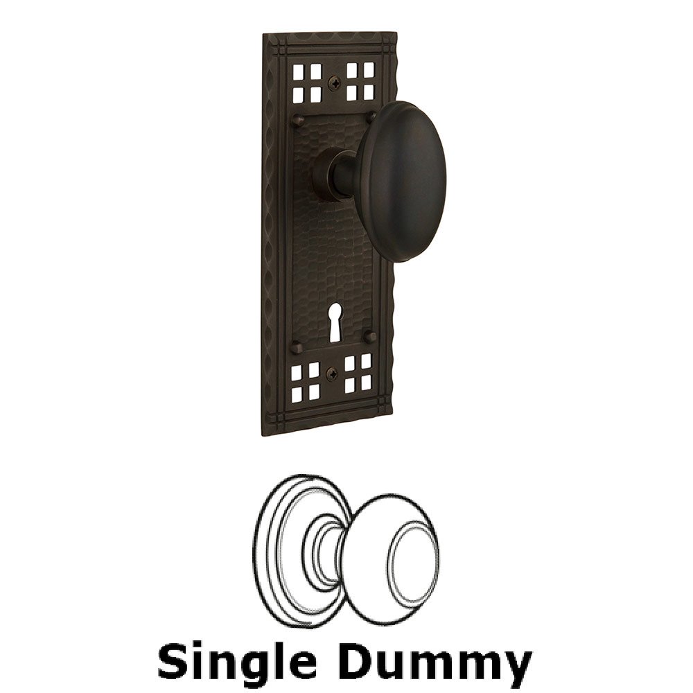 Nostalgic Warehouse Single Dummy Craftsman Plate with Homestead Knob and Keyhole in Oil Rubbed Bronze