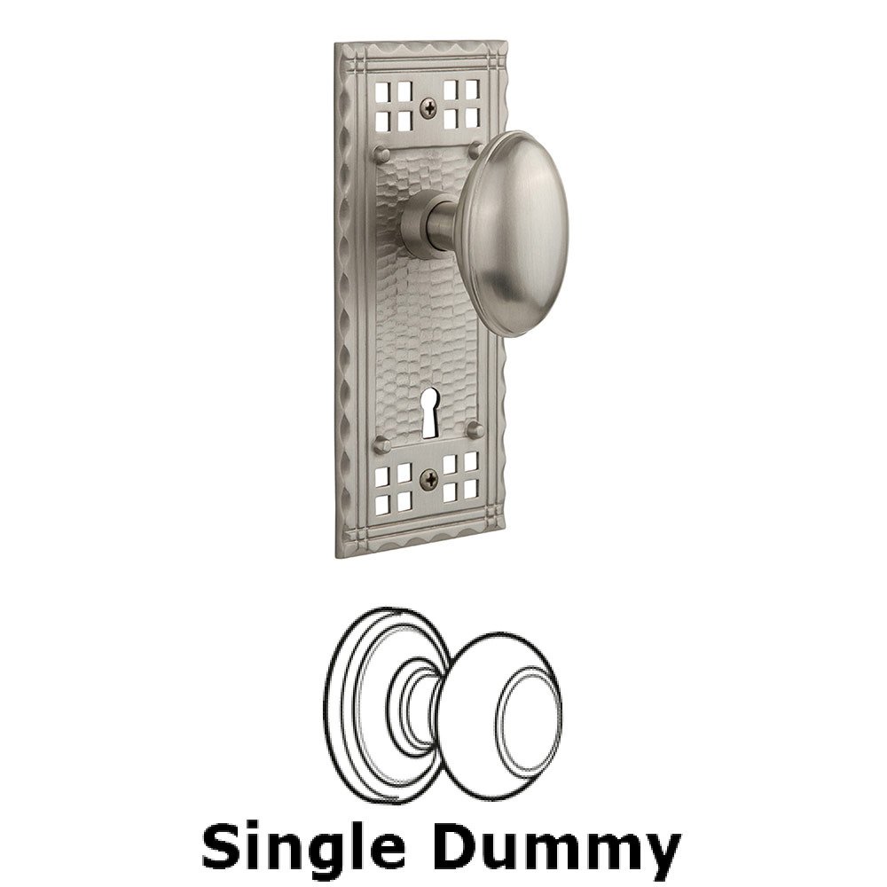 Nostalgic Warehouse Single Dummy Craftsman Plate with Homestead Knob and Keyhole in Satin Nickel