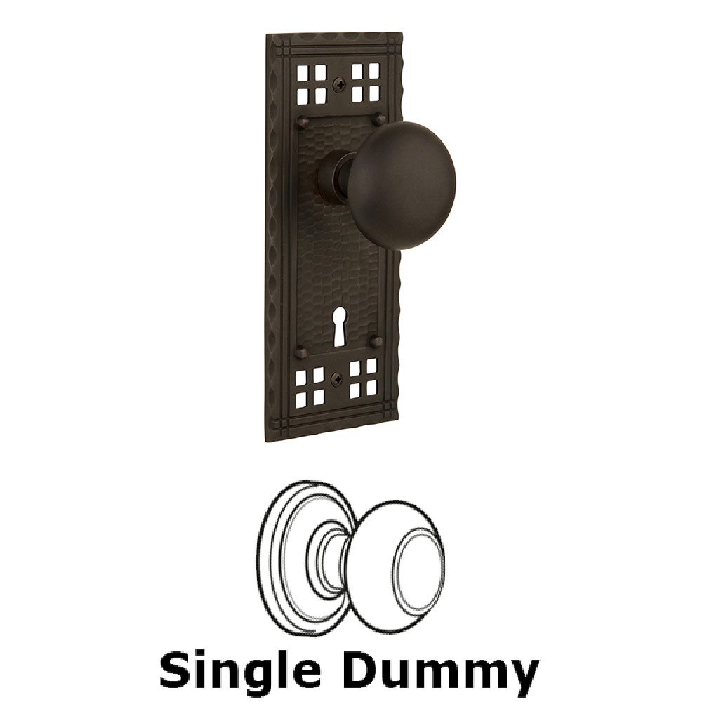 Nostalgic Warehouse Single Dummy Craftsman Plate with New York Knob and Keyhole in Oil Rubbed Bronze