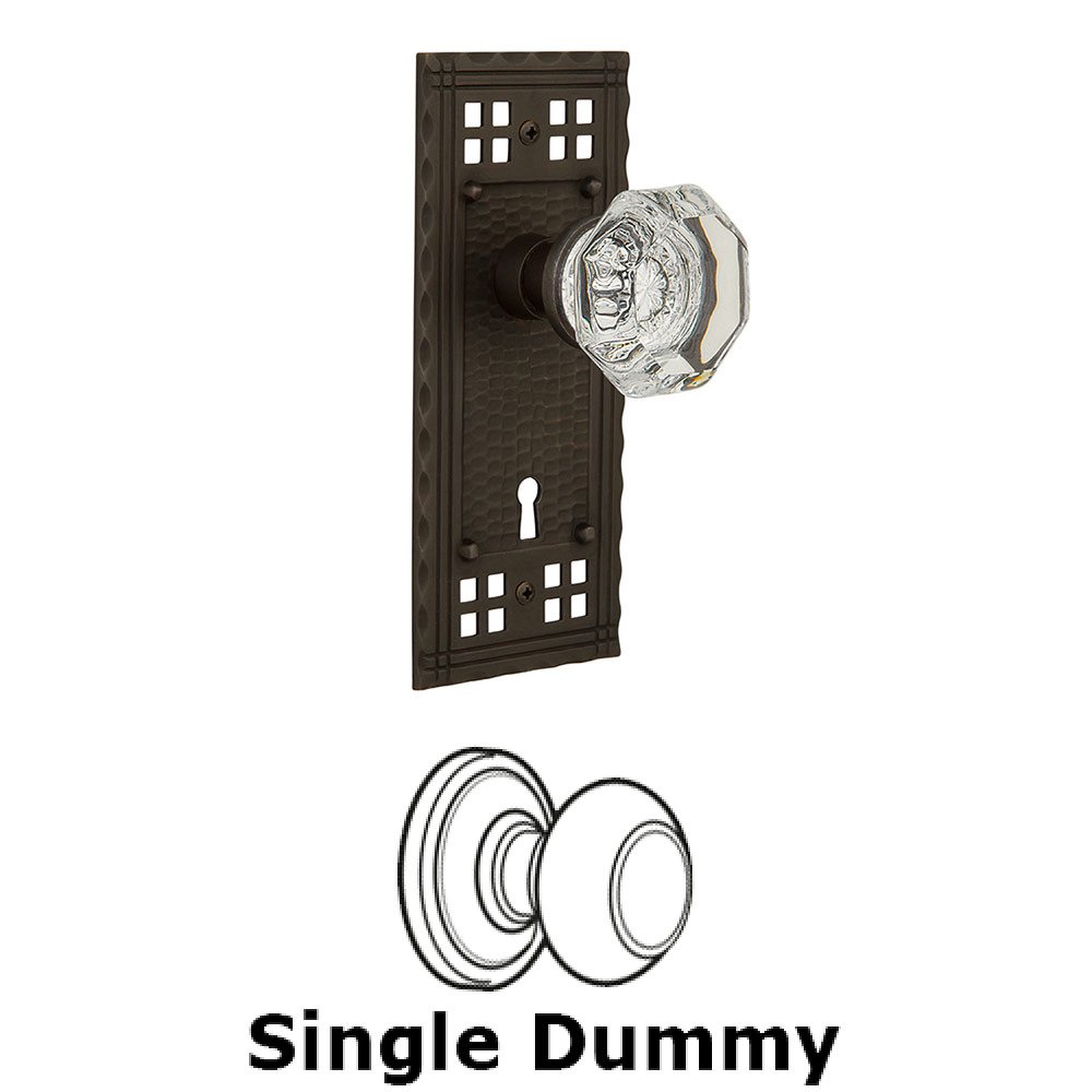Nostalgic Warehouse Single Dummy Craftsman Plate with Waldorf Knob and Keyhole in Oil Rubbed Bronze