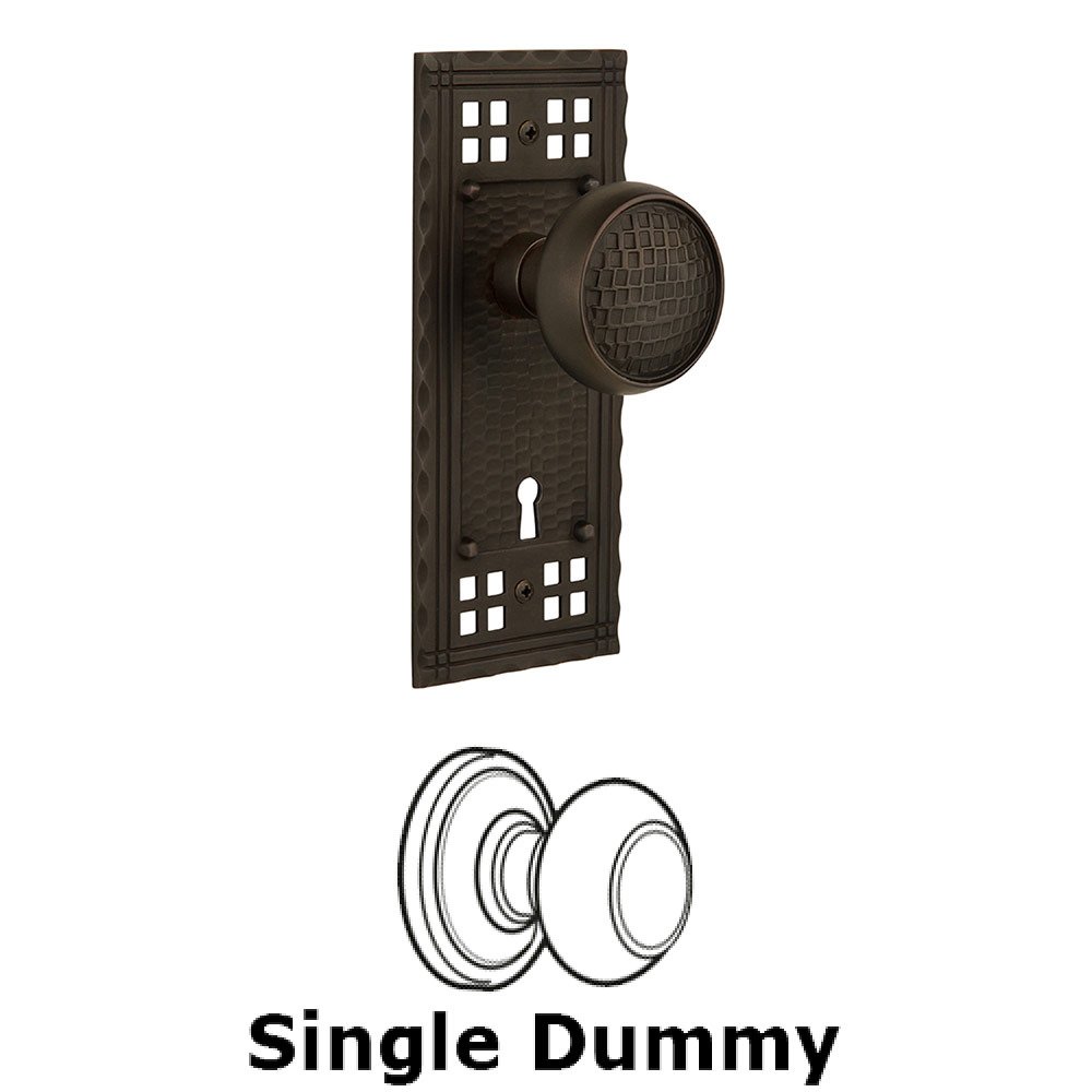 Nostalgic Warehouse Single Dummy Craftsman Plate with Craftsman Knob and Keyhole in Oil Rubbed Bronze
