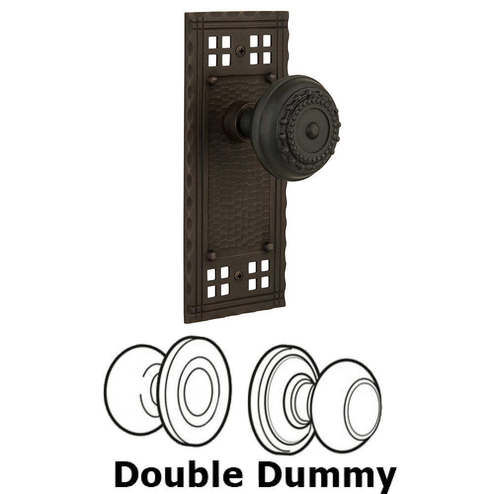 Nostalgic Warehouse Double Dummy Craftsman Plate with Meadows Knob in Oil Rubbed Bronze