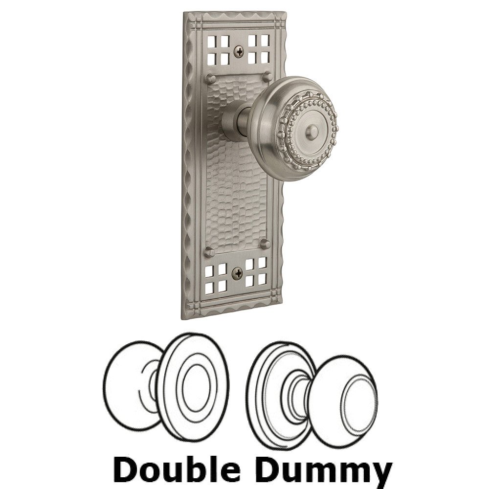 Nostalgic Warehouse Double Dummy Craftsman Plate with Meadows Knob in Satin Nickel