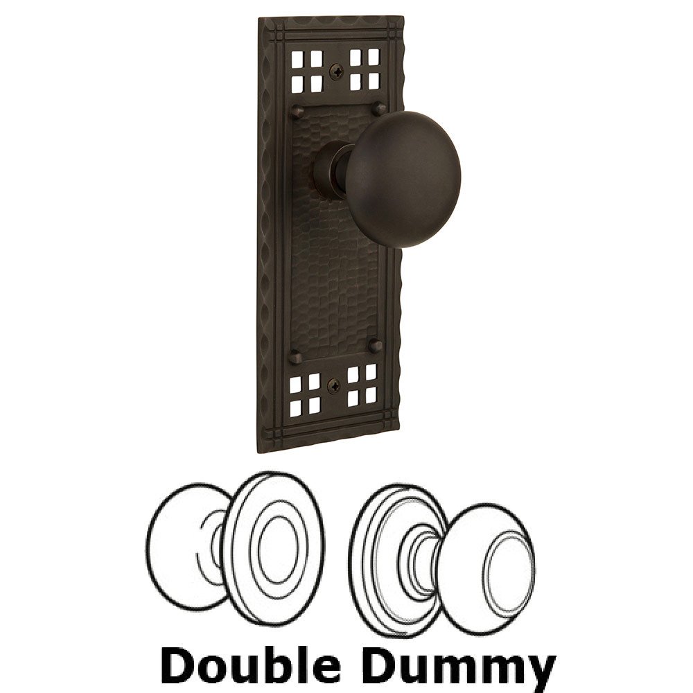 Nostalgic Warehouse Double Dummy Craftsman Plate with New York Knob in Oil Rubbed Bronze