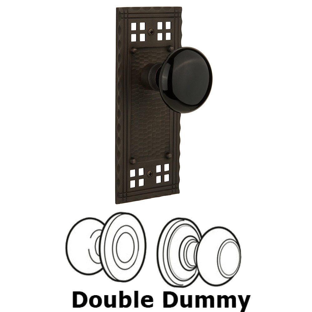 Nostalgic Warehouse Double Dummy Craftsman Plate with Black Porcelain Knob in Oil Rubbed Bronze