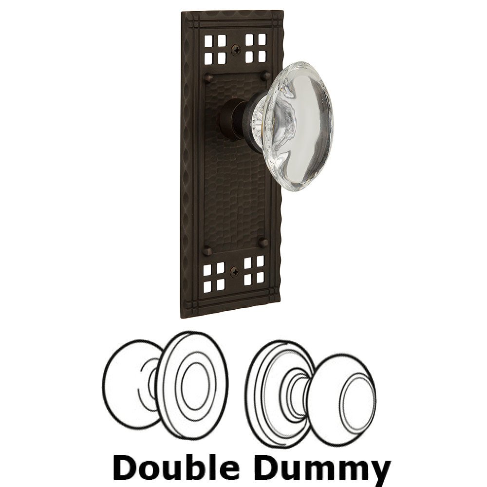 Nostalgic Warehouse Double Dummy Craftsman Plate with Oval Clear Crystal Knob in Oil Rubbed Bronze