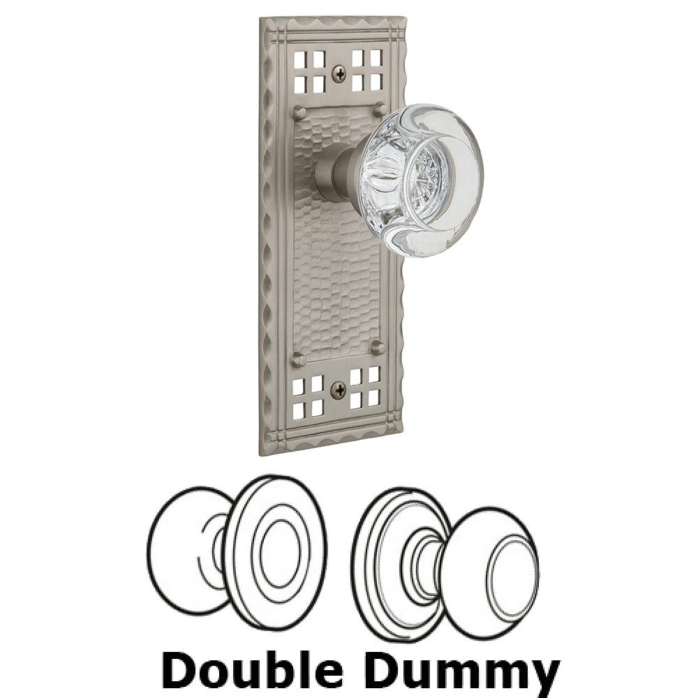 Nostalgic Warehouse Double Dummy Craftsman Plate with Round Clear Crystal Knob in Satin Nickel