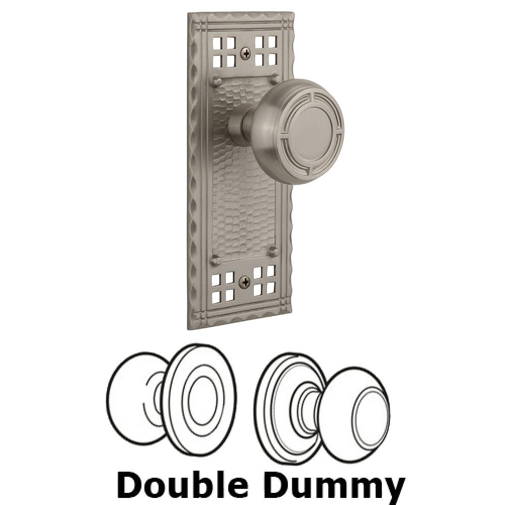 Nostalgic Warehouse Double Dummy Craftsman Plate with Mission Knob in Satin Nickel