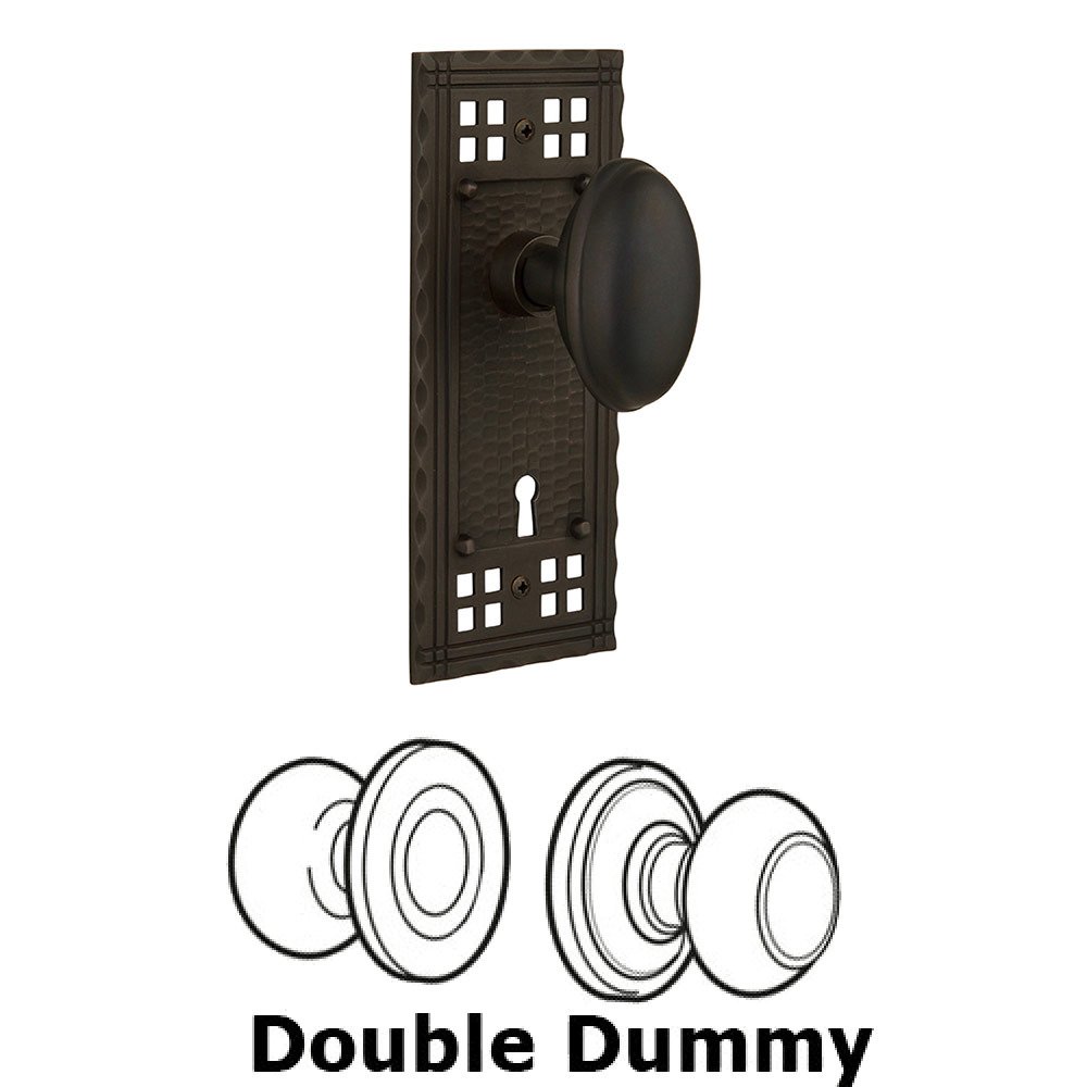 Nostalgic Warehouse Double Dummy Craftsman Plate with Homestead Knob and Keyhole in Oil Rubbed Bronze