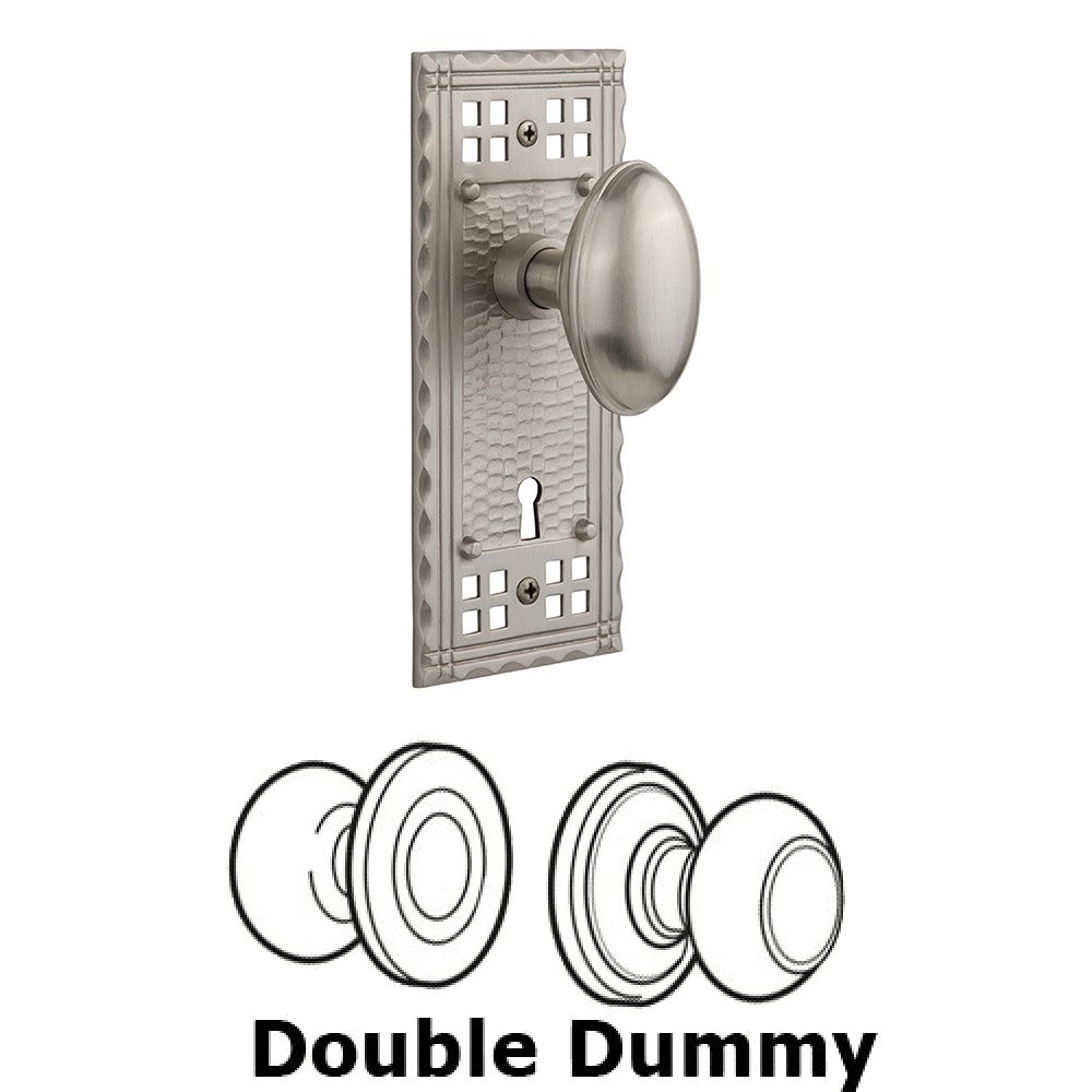Nostalgic Warehouse Double Dummy Craftsman Plate with Homestead Knob and Keyhole in Satin Nickel