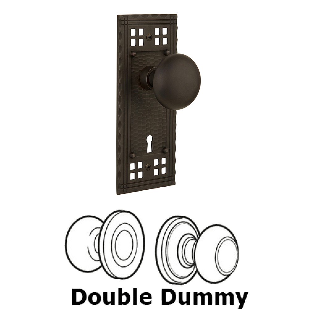 Nostalgic Warehouse Double Dummy Craftsman Plate with New York Knob and Keyhole in Oil Rubbed Bronze