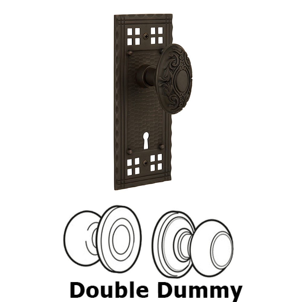 Nostalgic Warehouse Double Dummy Craftsman Plate with Victorian Knob and Keyhole in Oil Rubbed Bronze
