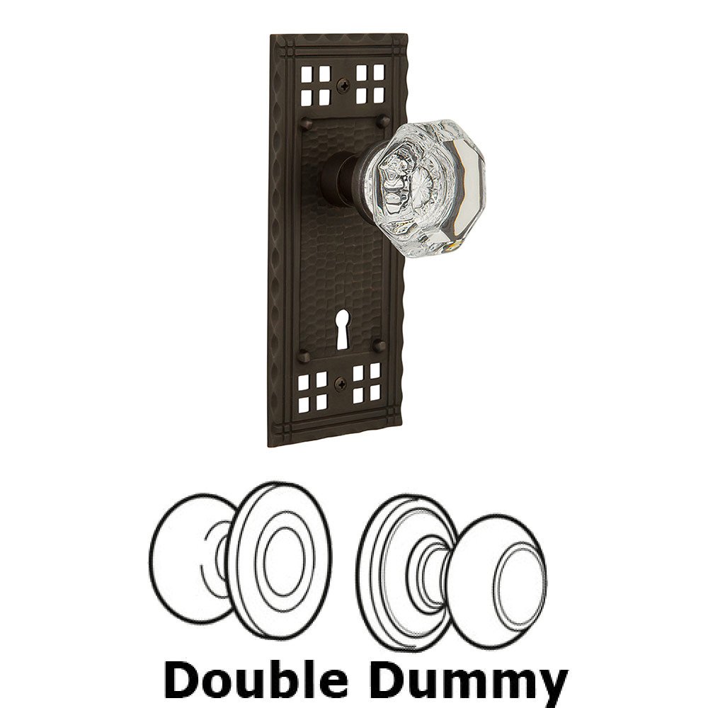 Nostalgic Warehouse Double Dummy Craftsman Plate with Waldorf Knob and Keyhole in Oil Rubbed Bronze