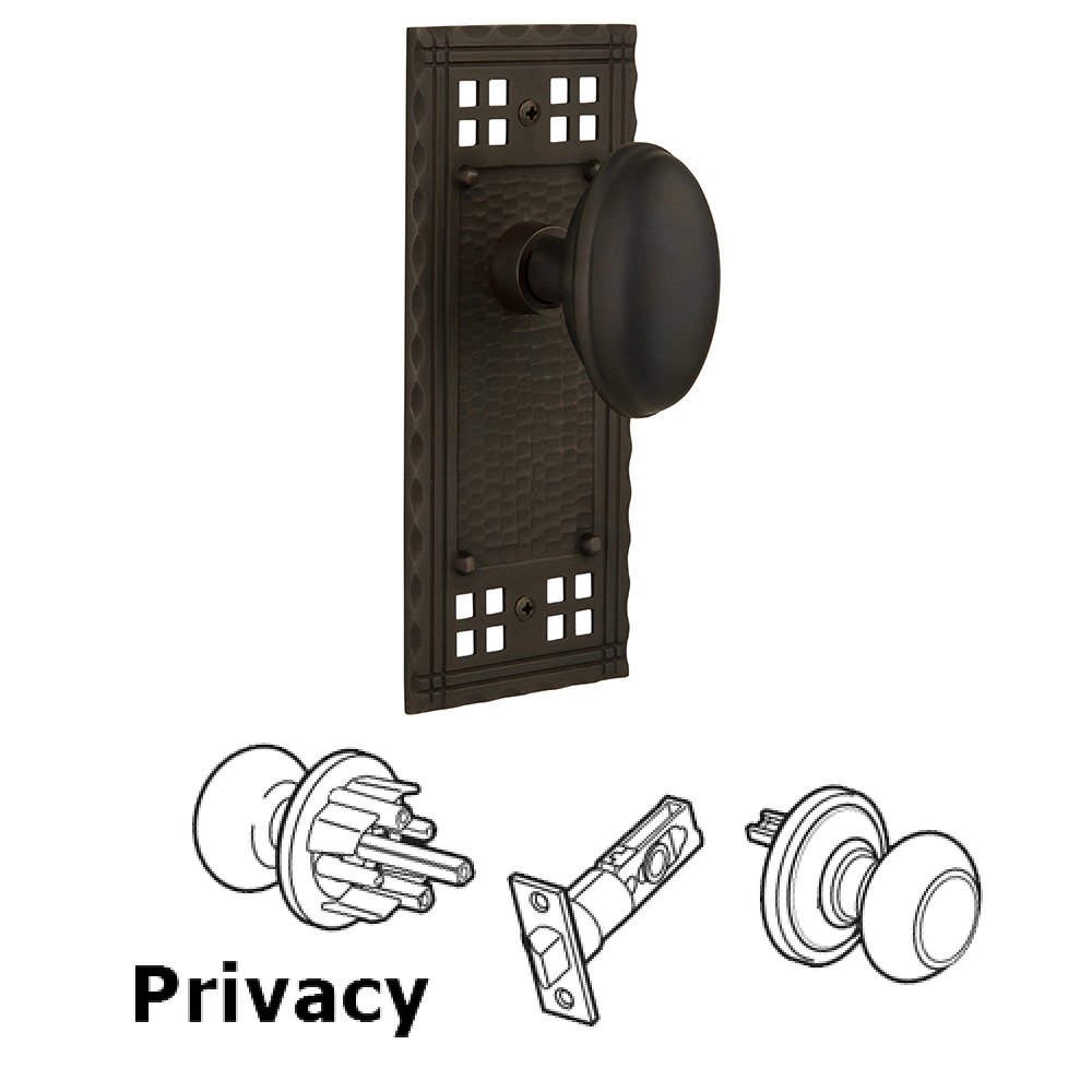 Nostalgic Warehouse Privacy Craftsman Plate with Homestead Door Knob in Oil Rubbed Bronze