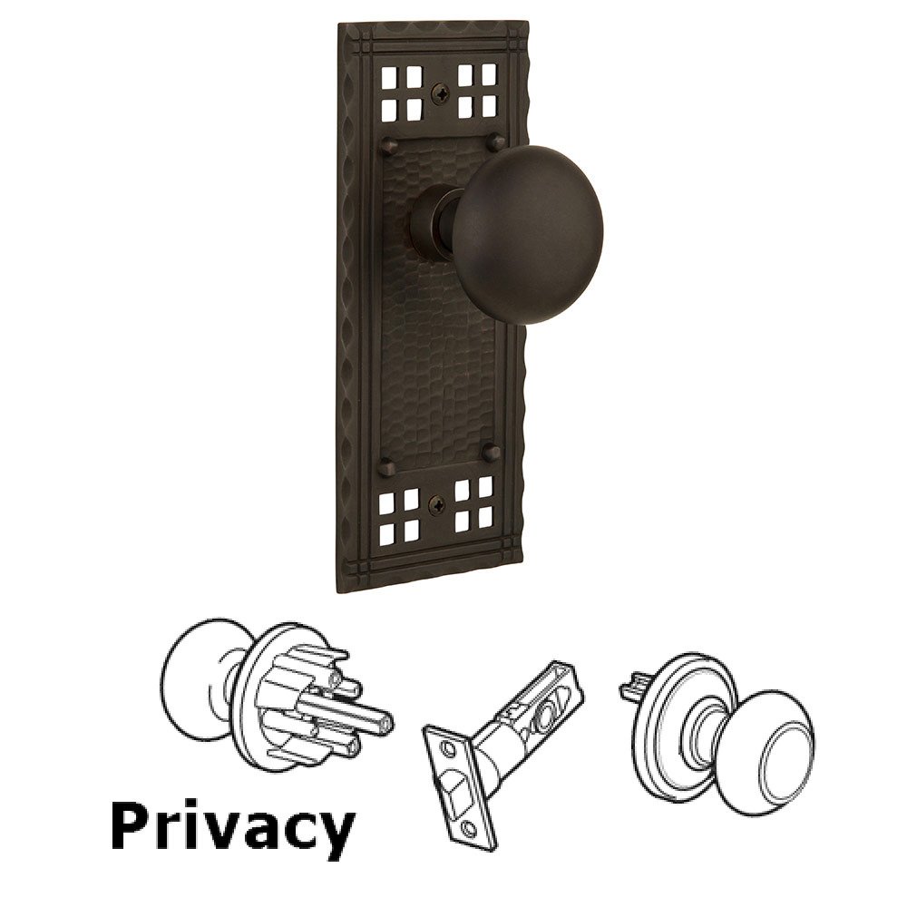 Nostalgic Warehouse Privacy Craftsman Plate with New York Door Knob in Oil Rubbed Bronze