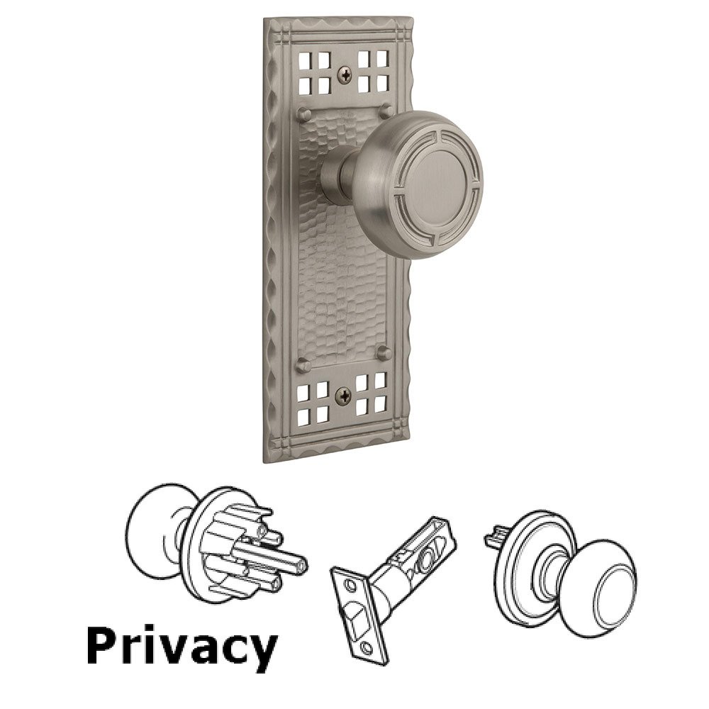 Nostalgic Warehouse Privacy Craftsman Plate with Mission Knob in Satin Nickel