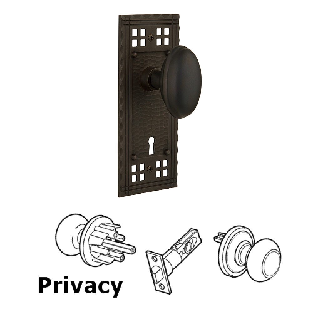 Nostalgic Warehouse Privacy Craftsman Plate with Homestead Knob and Keyhole in Oil Rubbed Bronze