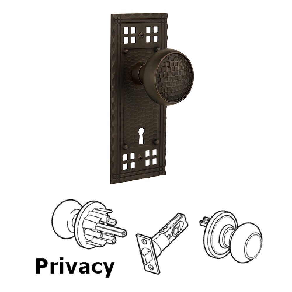 Nostalgic Warehouse Privacy Craftsman Plate with Keyhole and Craftsman Door Knob in Oil-Rubbed Bronze