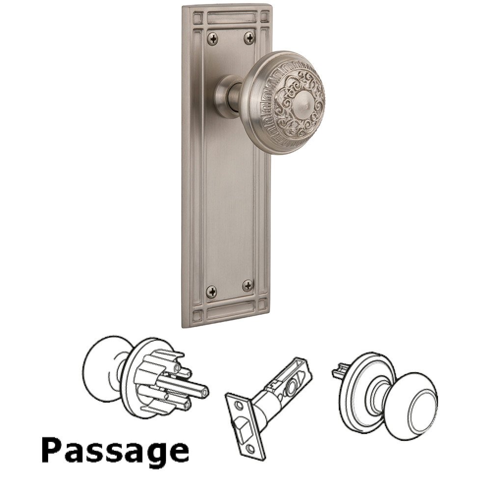 Nostalgic Warehouse Passage Mission Plate with Egg and Dart Knob in Satin Nickel