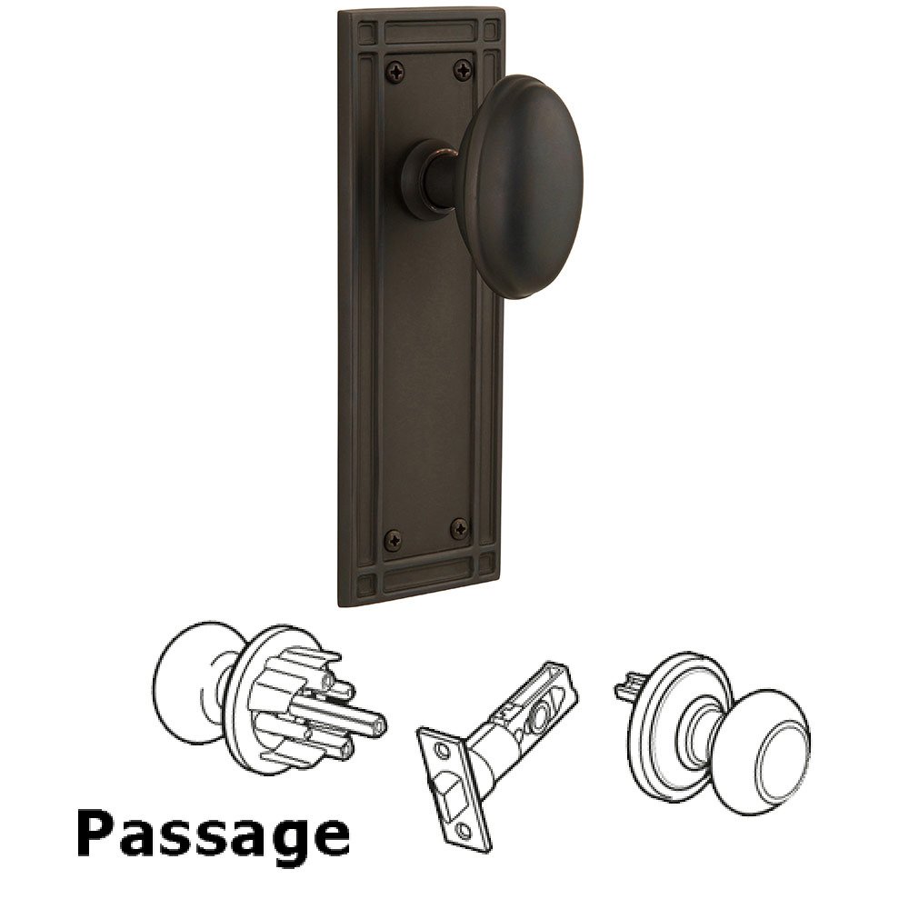 Nostalgic Warehouse Passage Mission Plate with Homestead Knob in Oil Rubbed Bronze