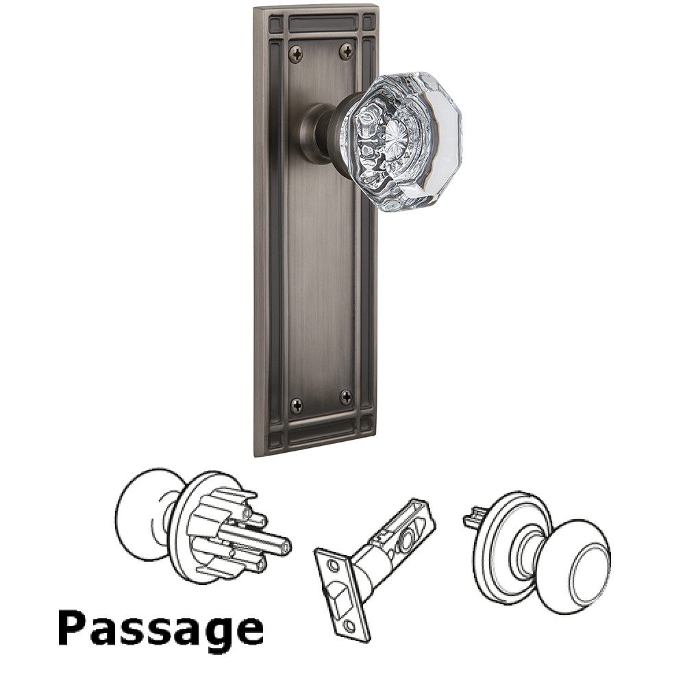 Nostalgic Warehouse Passage Mission Plate with Waldorf Door Knob in Antique Pewter