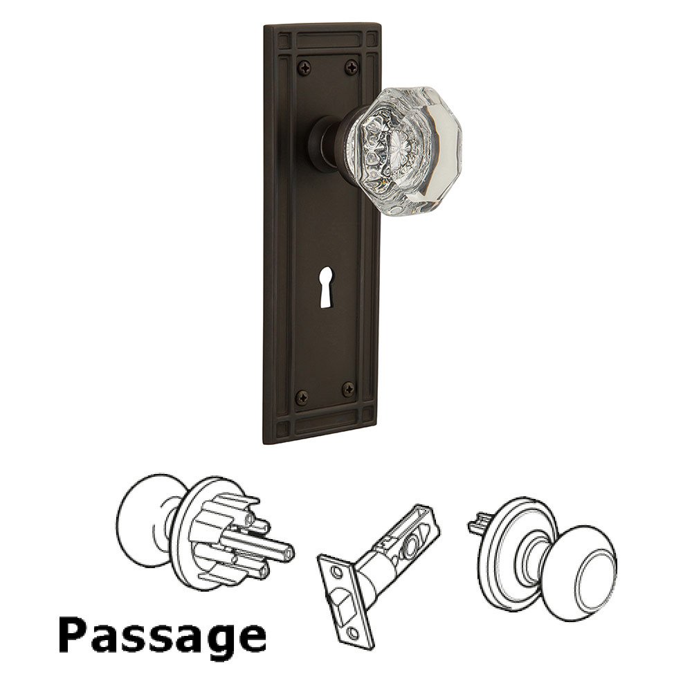 Nostalgic Warehouse Passage Mission Plate with Keyhole and Waldorf Door Knob in Oil-Rubbed Bronze