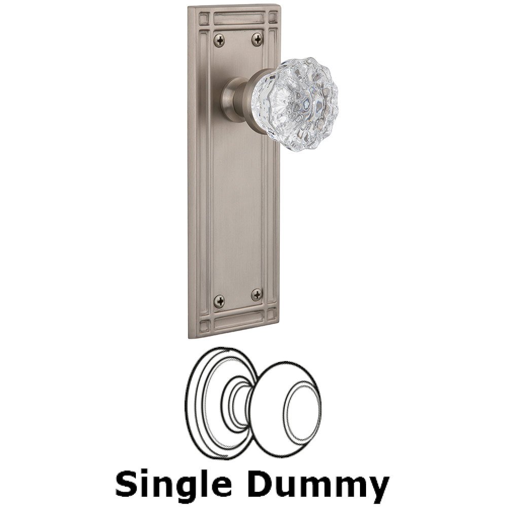 Nostalgic Warehouse Single Dummy Mission Plate with Crystal Knob in Satin Nickel