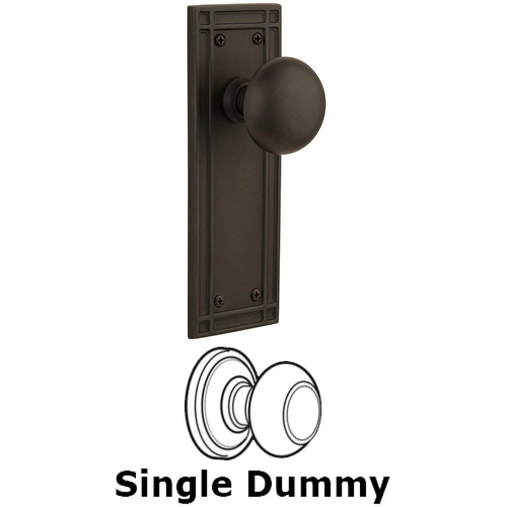 Nostalgic Warehouse Single Dummy Mission Plate with New York Knob in Oil Rubbed Bronze