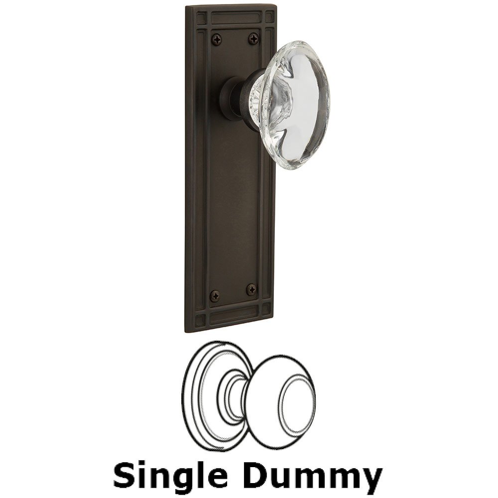 Nostalgic Warehouse Single Dummy Mission Plate with Oval Clear Crystal Knob in Oil Rubbed Bronze