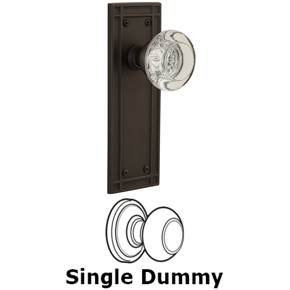Nostalgic Warehouse Single Dummy Mission Plate with Round Clear Crystal Knob in Oil Rubbed Bronze