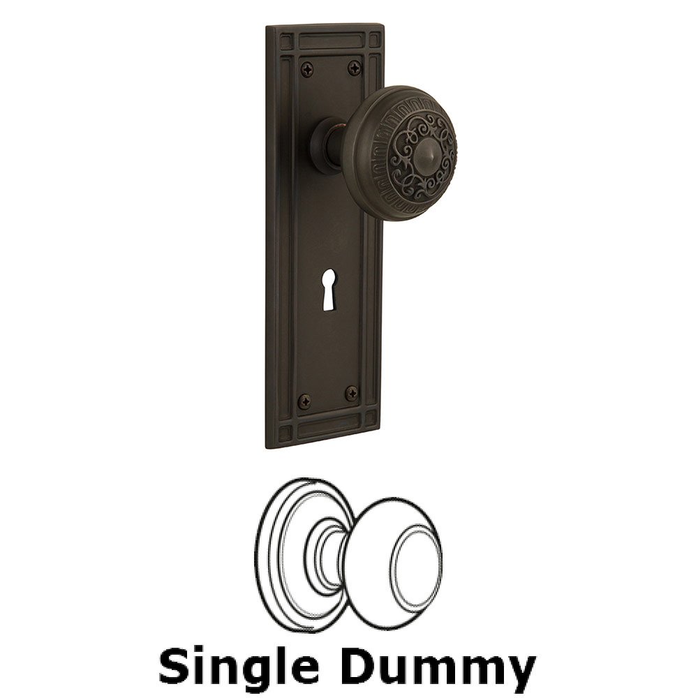 Nostalgic Warehouse Single Dummy Mission Plate with Egg and Dart Knob and Keyhole in Oil Rubbed Bronze