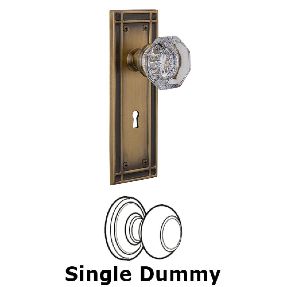 Nostalgic Warehouse Single Dummy Mission Plate with Waldorf Knob and Keyhole in Antique Brass
