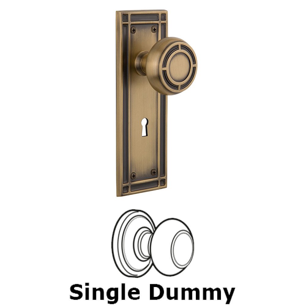 Nostalgic Warehouse Single Dummy Mission Plate with Mission Knob and Keyhole in Antique Brass