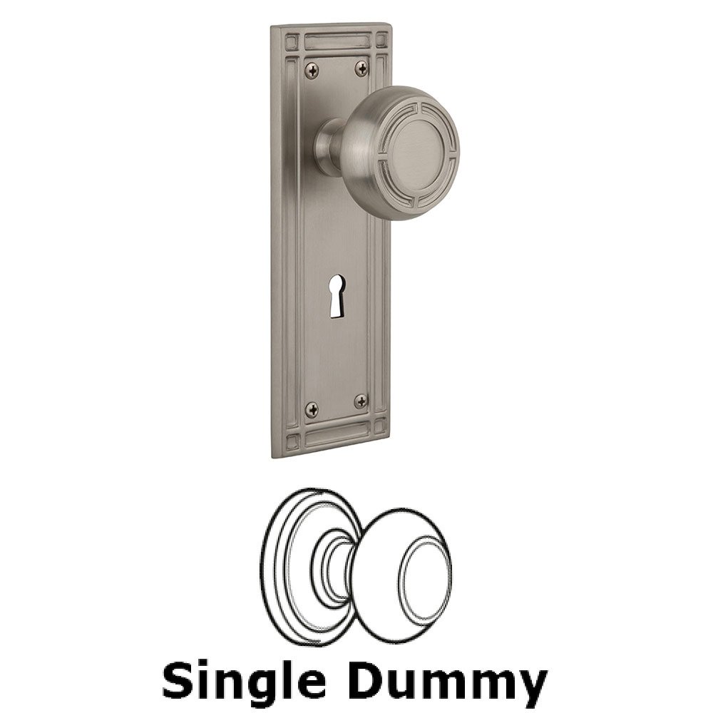 Nostalgic Warehouse Single Dummy Mission Plate with Mission Knob and Keyhole in Satin Nickel