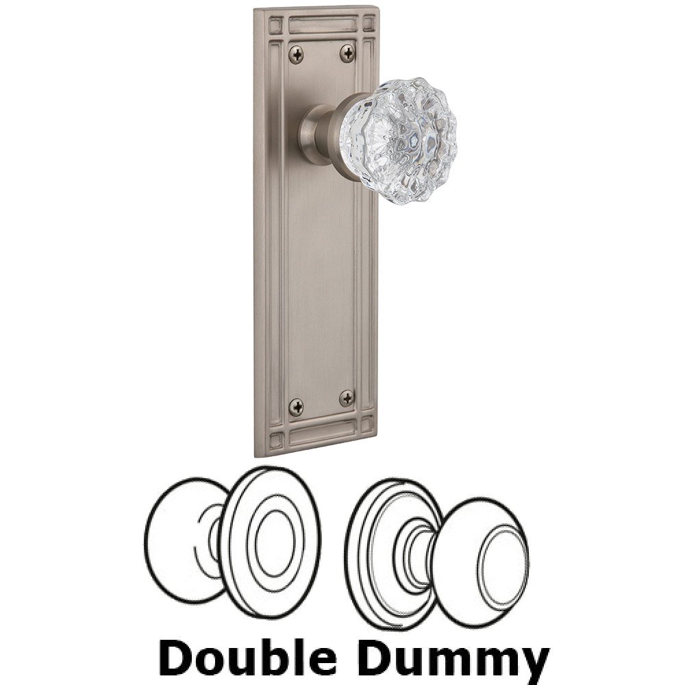 Nostalgic Warehouse Double Dummy Mission Plate with Crystal Knob in Satin Nickel