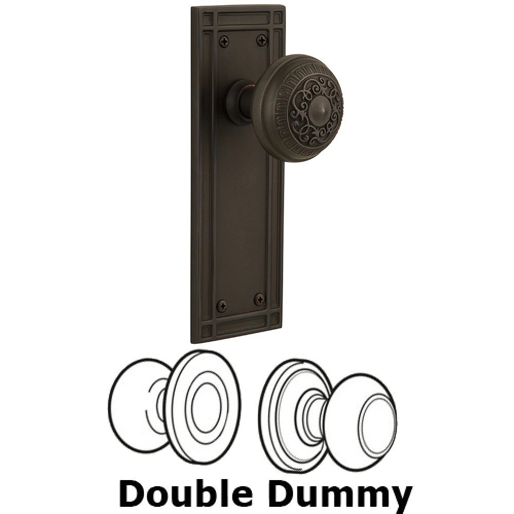 Nostalgic Warehouse Double Dummy Mission Plate with Egg and Dart Knob in Oil Rubbed Bronze