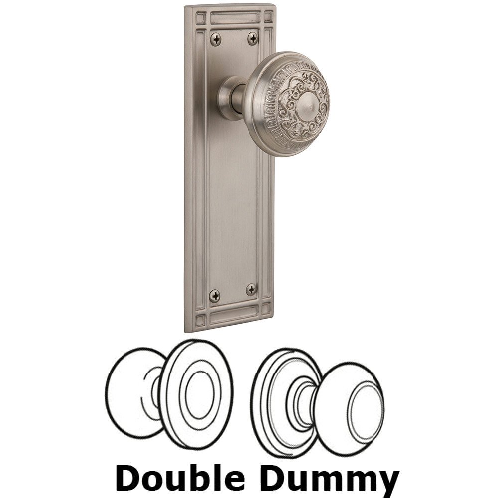 Nostalgic Warehouse Double Dummy Mission Plate with Egg and Dart Knob in Satin Nickel