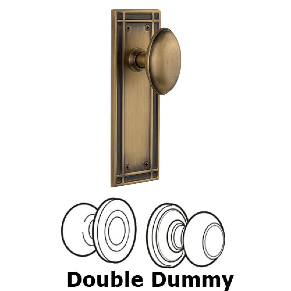 Nostalgic Warehouse Double Dummy Mission Plate with Homestead Knob in Antique Brass