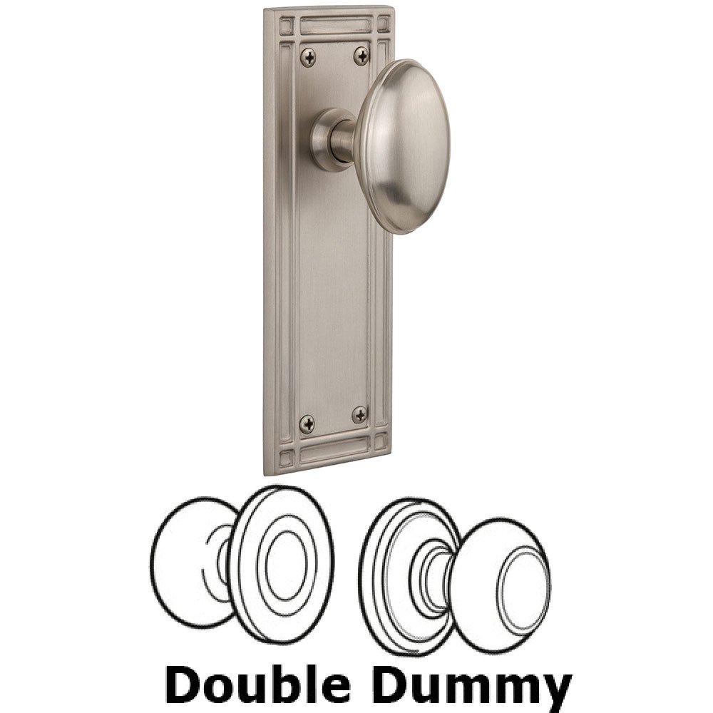 Nostalgic Warehouse Double Dummy Mission Plate with Homestead Knob in Satin Nickel