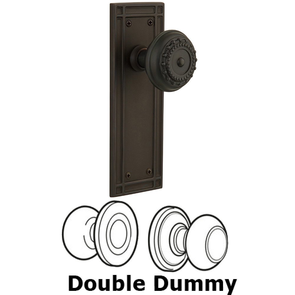 Nostalgic Warehouse Double Dummy Mission Plate with Meadows Knob in Oil Rubbed Bronze