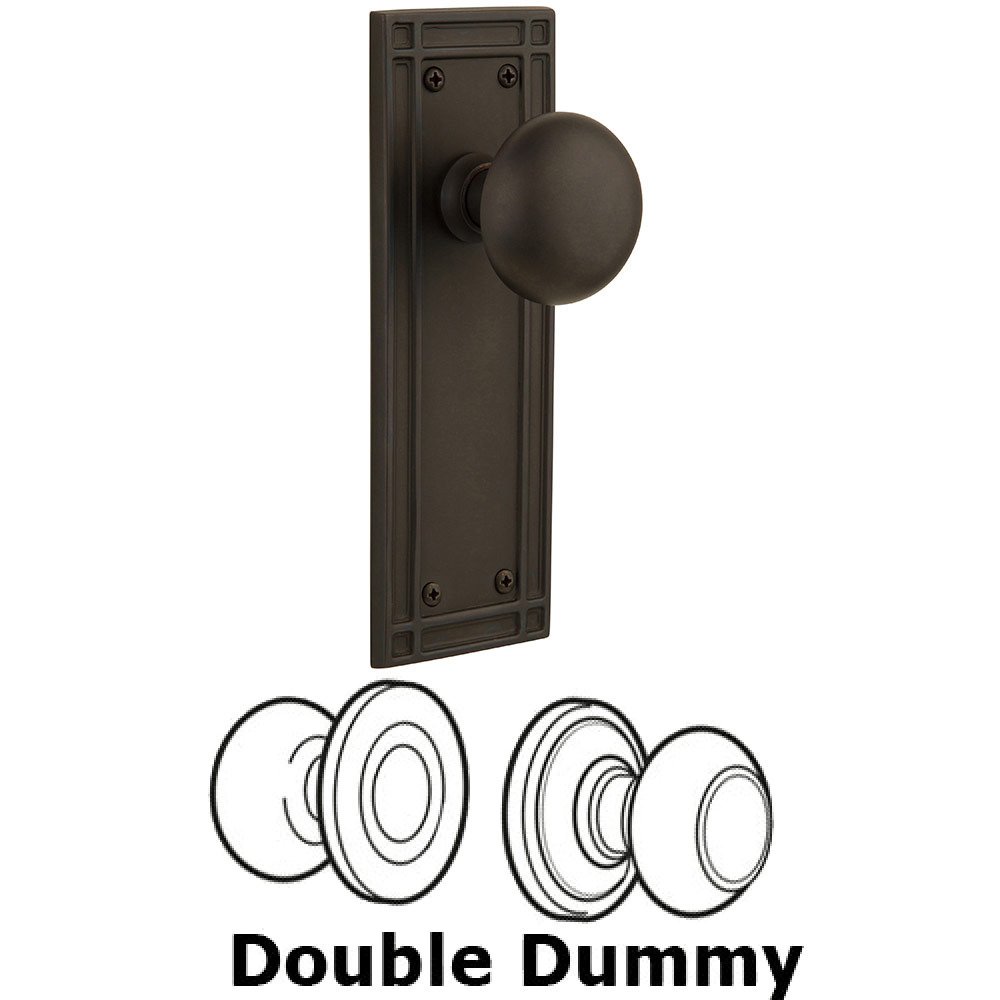 Nostalgic Warehouse Double Dummy Mission Plate with New York Knob in Oil Rubbed Bronze