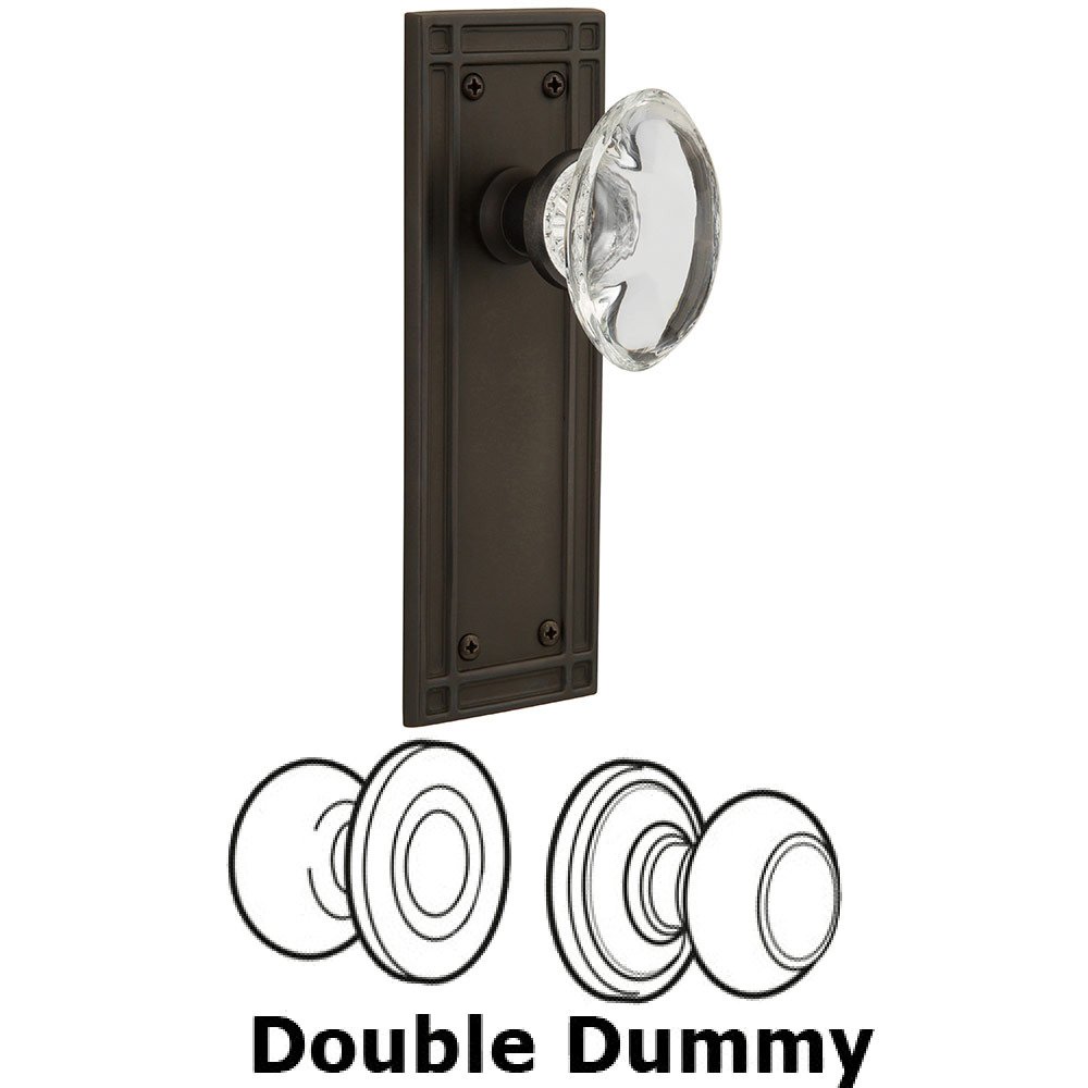 Nostalgic Warehouse Double Dummy Mission Plate with Oval Clear Crystal Knob in Oil Rubbed Bronze