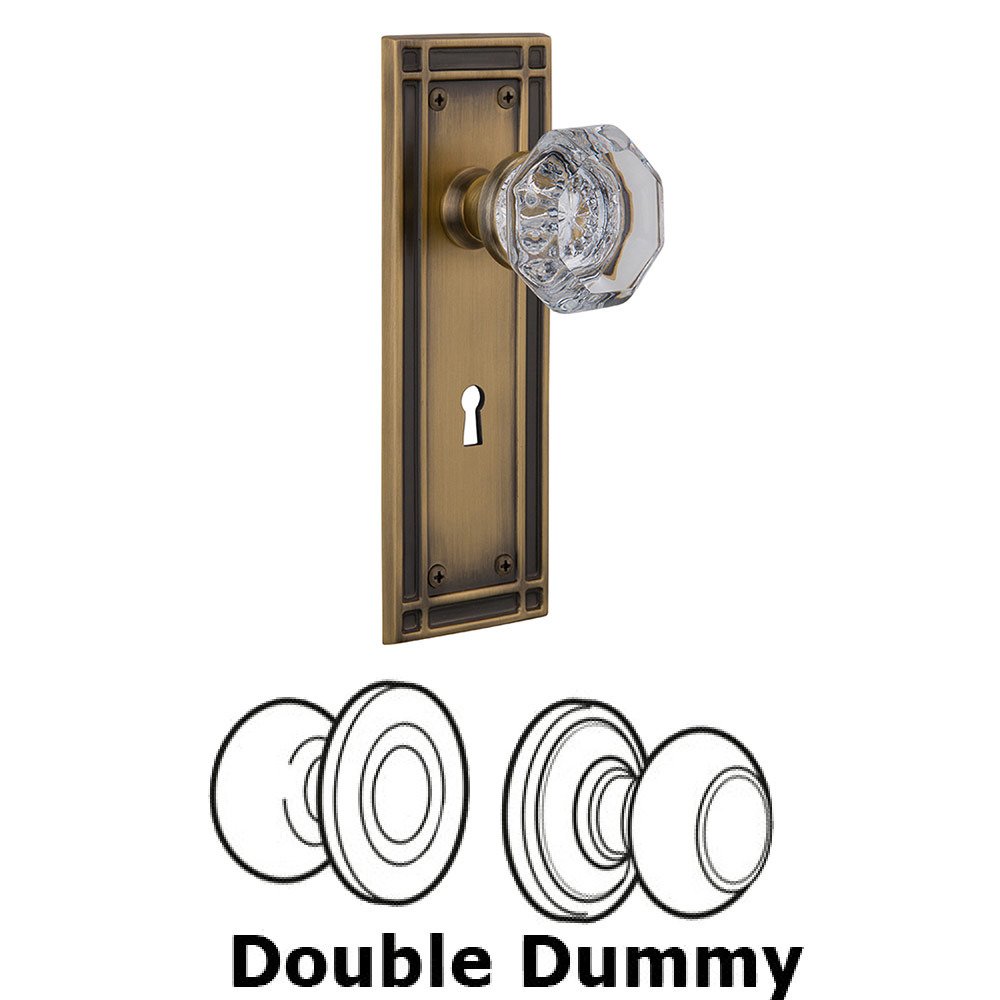 Nostalgic Warehouse Double Dummy Mission Plate with Waldorf Knob and Keyhole in Antique Brass