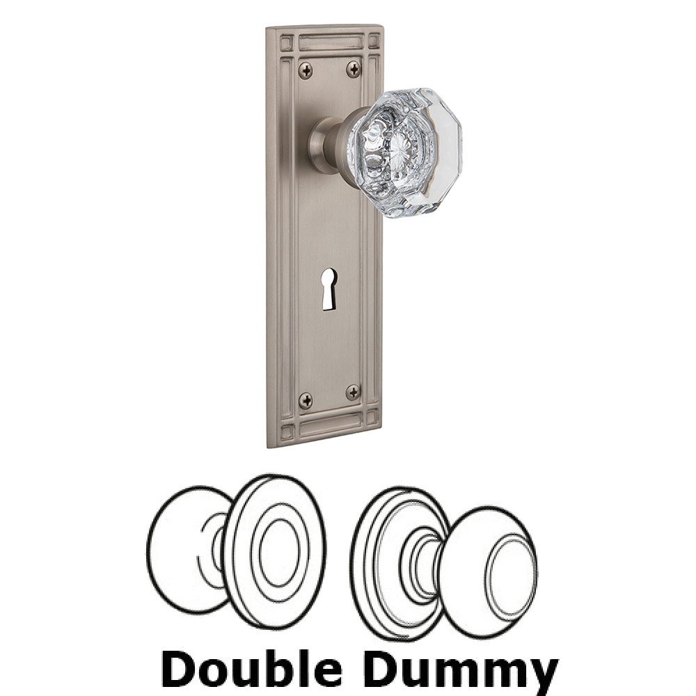 Nostalgic Warehouse Double Dummy Mission Plate with Waldorf Knob and Keyhole in Satin Nickel