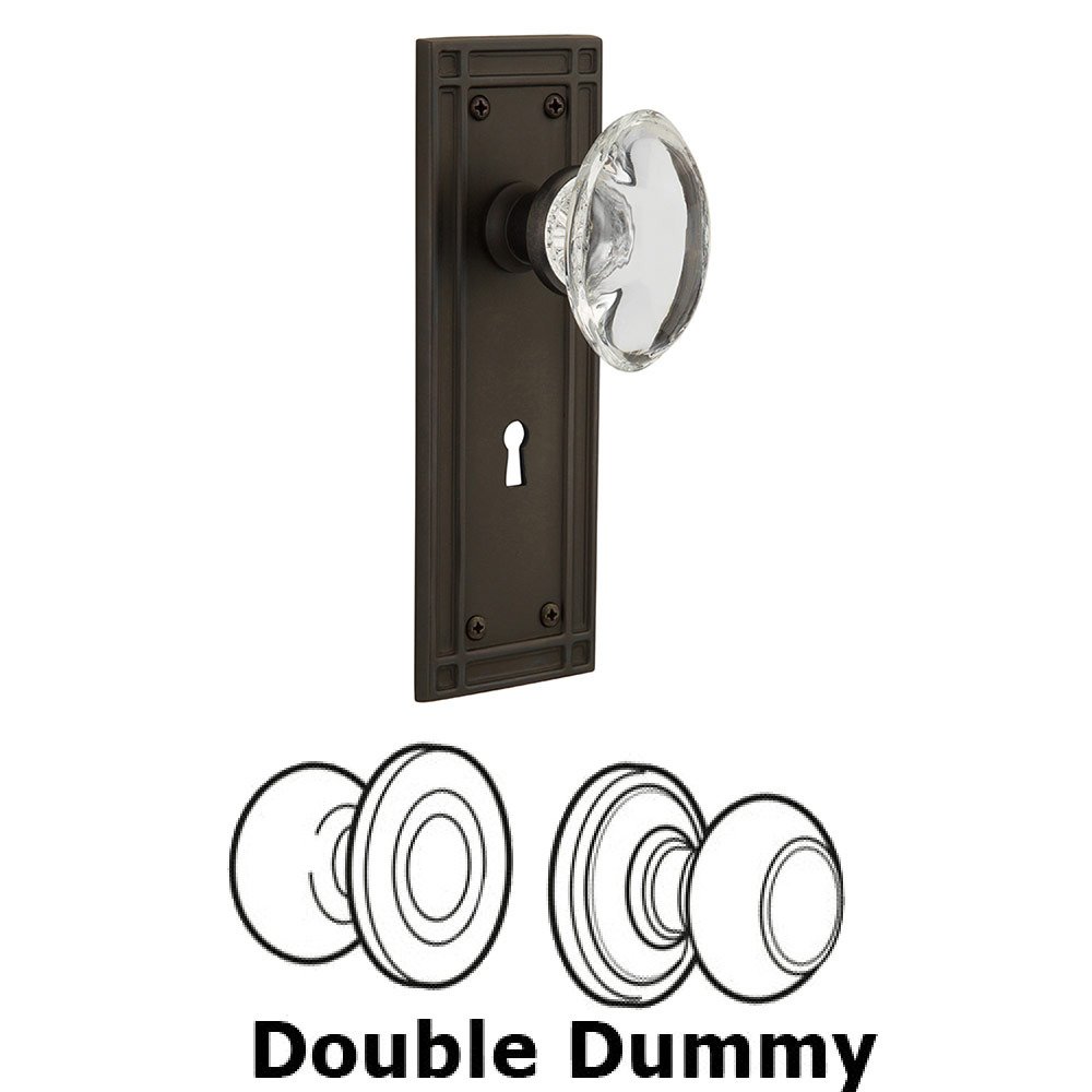 Nostalgic Warehouse Double Dummy Mission Plate with Oval Clear Crystal Knob and Keyhole in Oil Rubbed Bronze