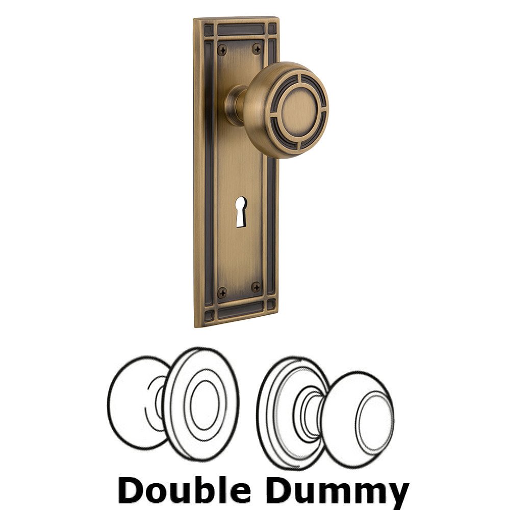 Nostalgic Warehouse Double Dummy Mission Plate with Mission Knob and Keyhole in Antique Brass