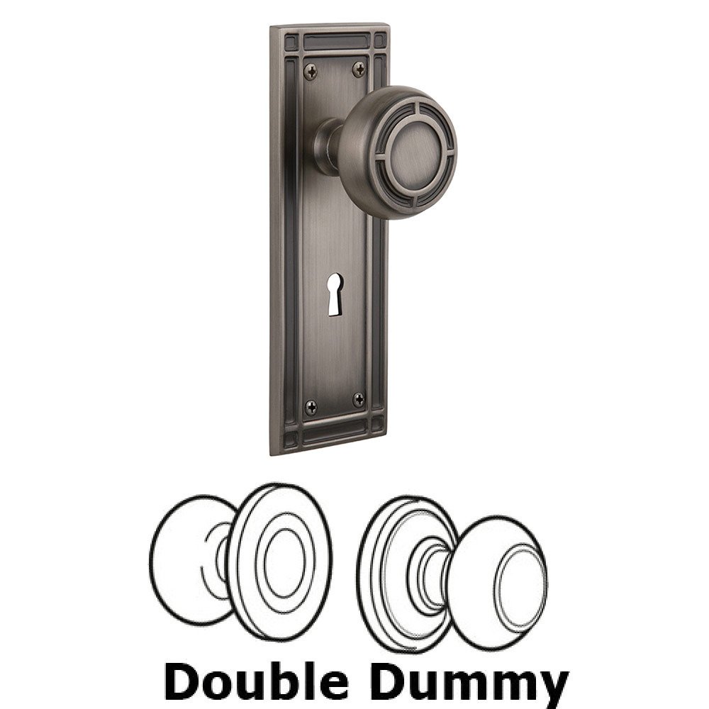 Nostalgic Warehouse Double Dummy Mission Plate with Mission Knob and Keyhole in Antique Pewter