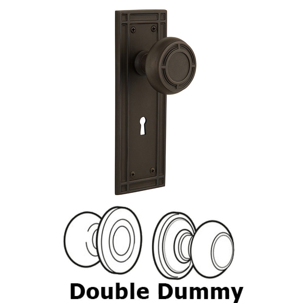 Nostalgic Warehouse Double Dummy Mission Plate with Mission Knob and Keyhole in Oil Rubbed Bronze