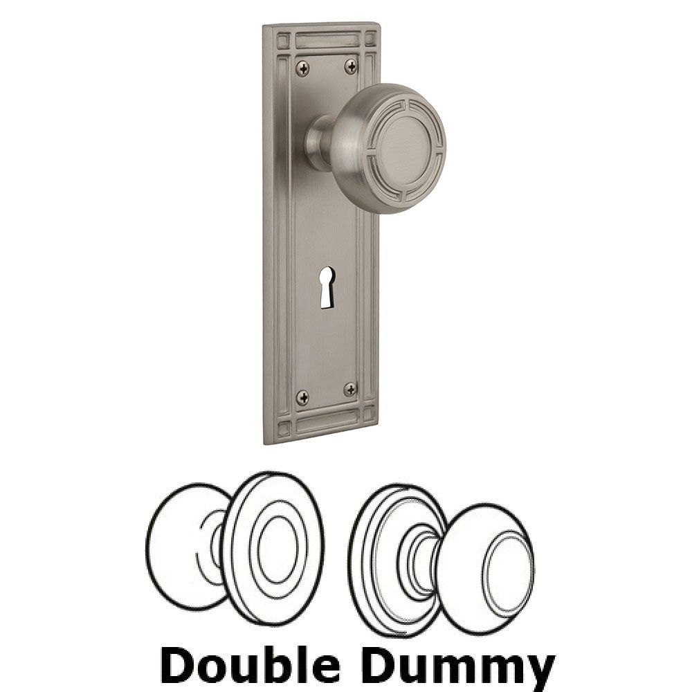 Nostalgic Warehouse Double Dummy Mission Plate with Mission Knob and Keyhole in Satin Nickel